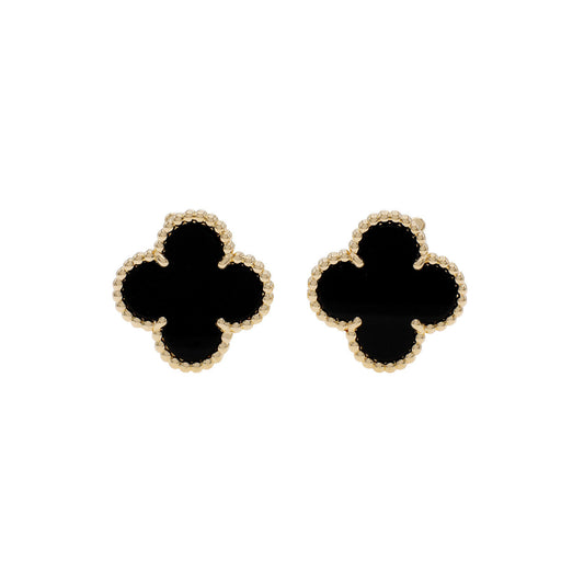18k Vintage Alhambra Black Earrings