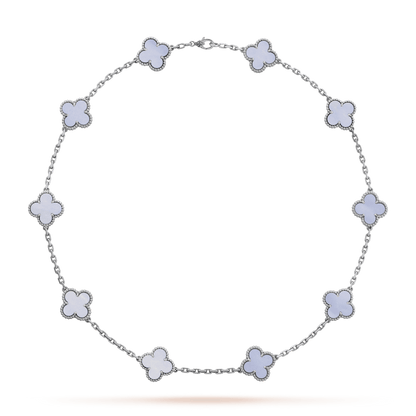 18K Vintage Alhambra Chalcedony 10 Motifs Necklace