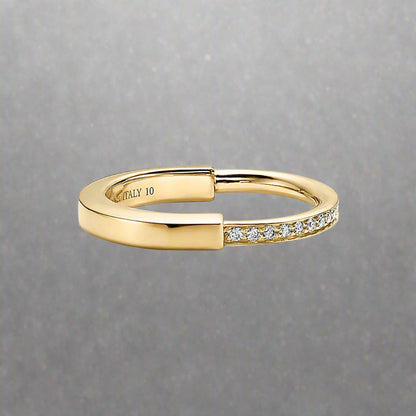 18K Celestial T Lock Diamonds Yellow Gold Ring