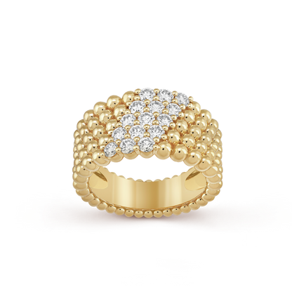 18K Celestial Perl̩e Diamonds Five Rows Ring