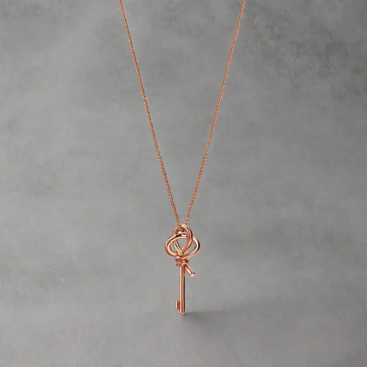 18K Celestial T Keys Woven Pink Diamonds Medium Necklace