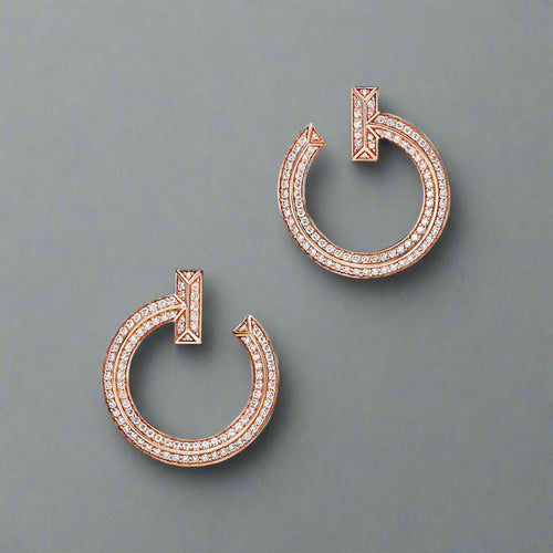 18K Celestial T T1 Open Hoop Rose Gold Earrings