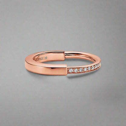 18K Celestial T Lock Diamonds Rose Gold Ring