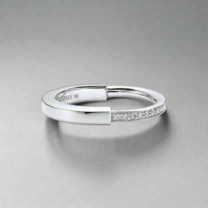 18K Celestial T Lock Diamonds White Gold Ring