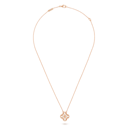 18K Celestial Rose Gold Sweet Alhambra Diamond Necklace