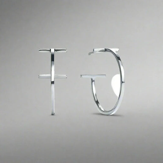 18K Celestial T Hoop Earrings