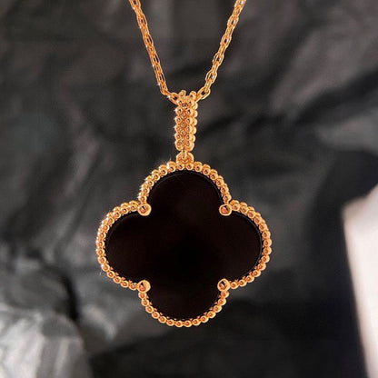 18K Celestial Magic Alhambra One Motifs Black Clover Necklace
