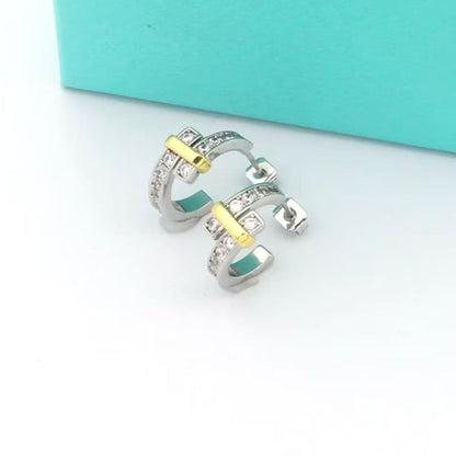 18K Celestial T Edge Hoop Earrings