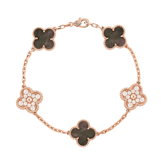 18K Vintage Alhambra Five Motifs Pearl Bracelet