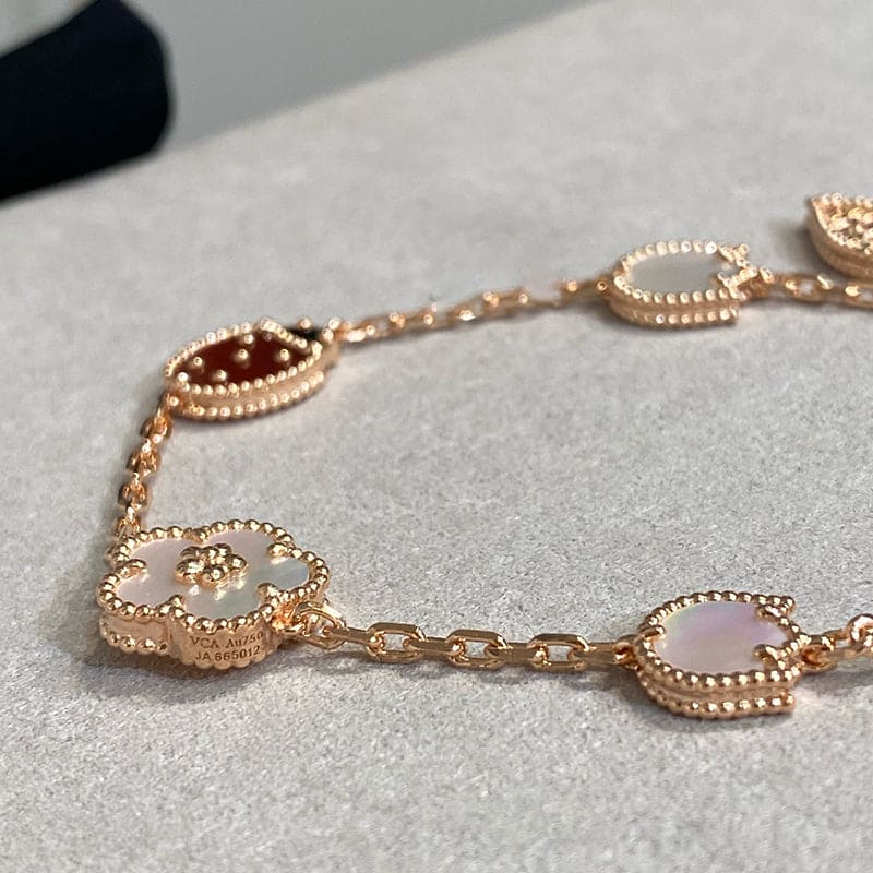 18K Celestial Lucky Spring Five Motifs Clover Bracelet