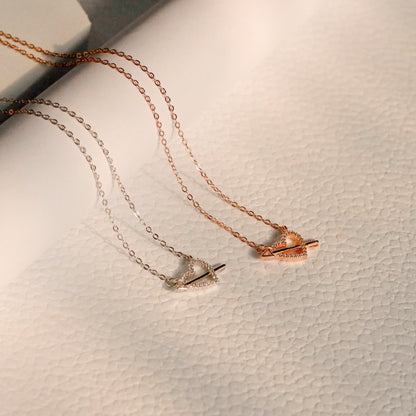 ELVORIA Fondness Heart Necklace – 18K Rose Gold & Platinum Plated 925 Sterling Silver