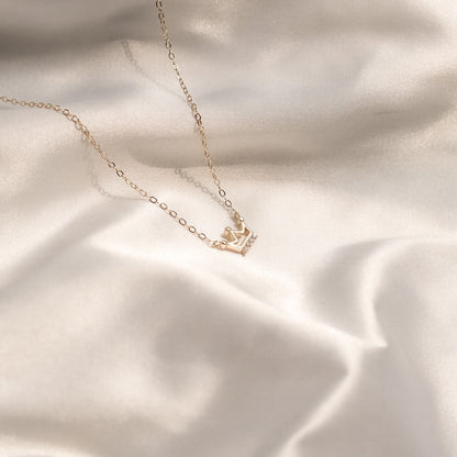 ELVORIA 18K Gold Plated Crown Necklace – 925 Sterling Silver