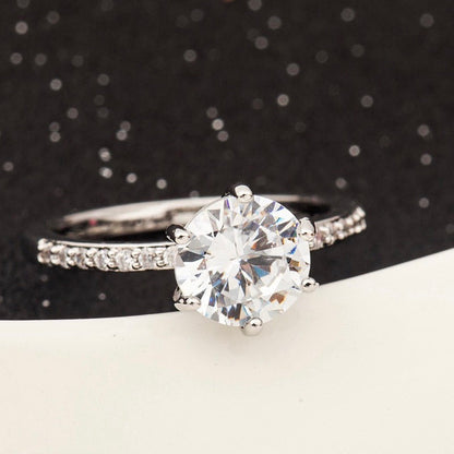ELVORIA 7mm Moissanite Ring GRA – Platinum Plated 925 Sterling Silver