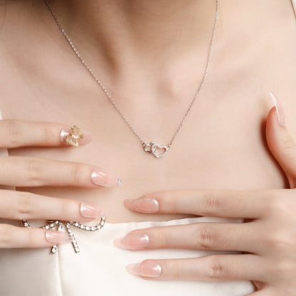 ELVORIA Soulmate Heart Necklace – 18K Rose Gold & Platinum Plated 925 Sterling Silver