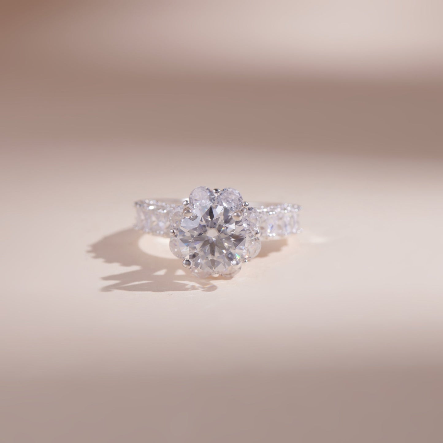 ELVORIA 8mm Moissanite Ring GRA ELVDA11 – Platinum Plated 925 Sterling Silver