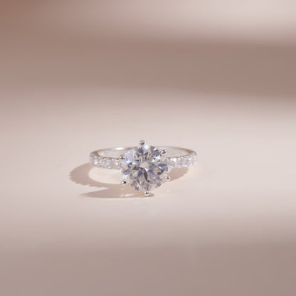 ELVORIA 8mm Moissanite Ring GRA ELVDA23 – Platinum Plated 925 Sterling Silver