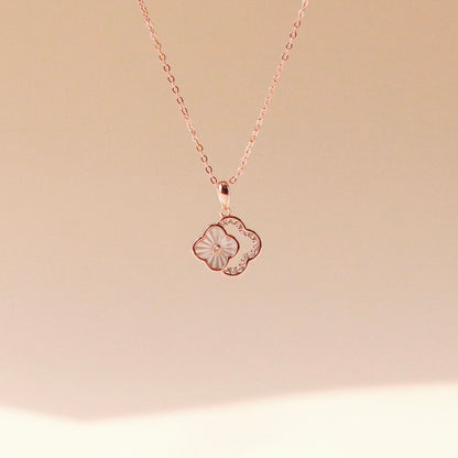 ELVORIA 18K Rose Gold Plated Clover Necklace – 925 Sterling Silver