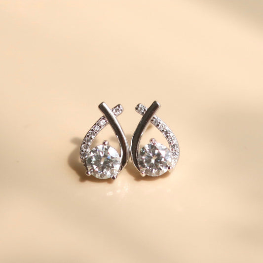 ELVORIA Morning Dew Moissanite Stud Earrings 5mm – Platinum Plated 925 Sterling Silver (GRA Certified)