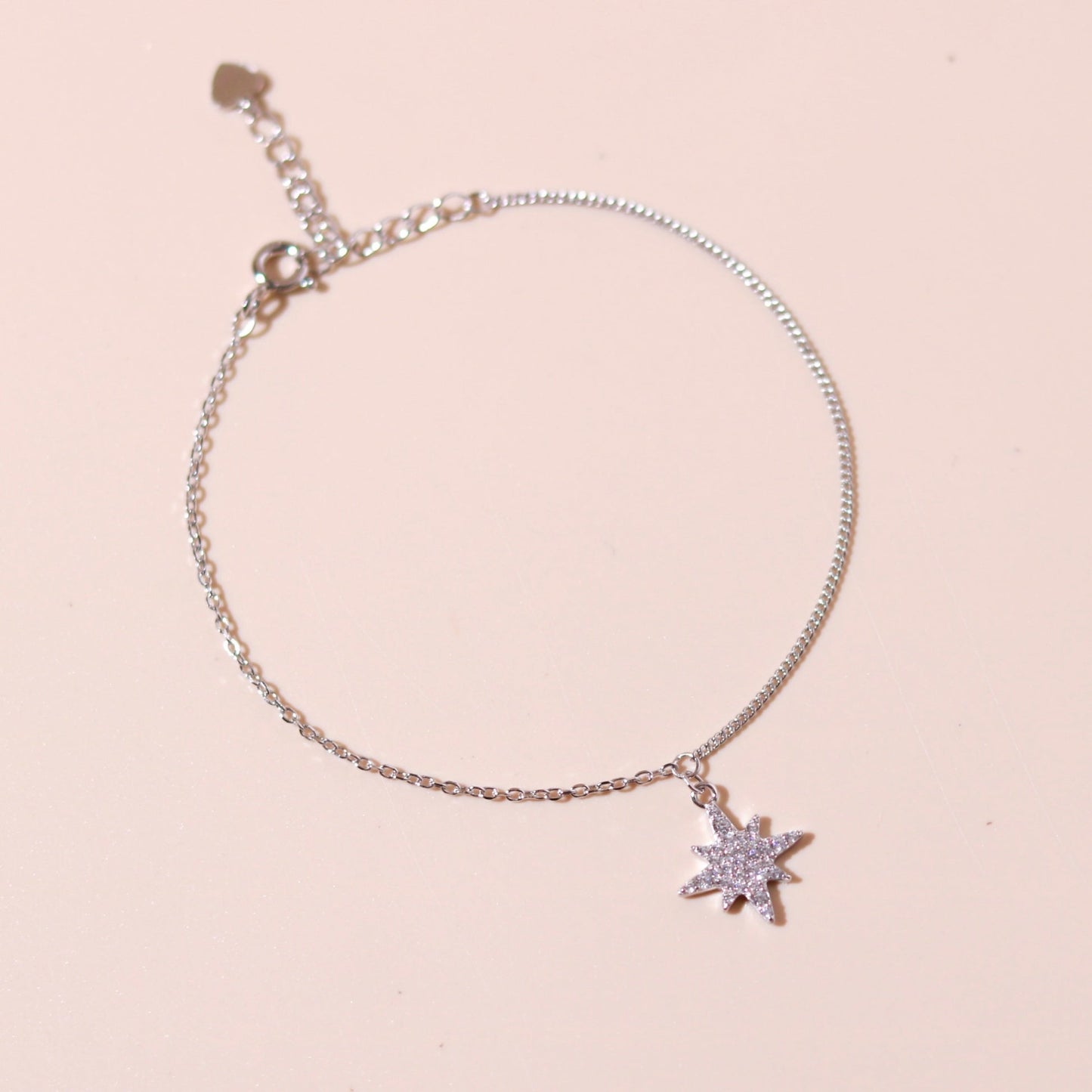 ELVORIA Eira Snowflake Bracelet – Rose Gold & Platinum Plated 925 Sterling Silver