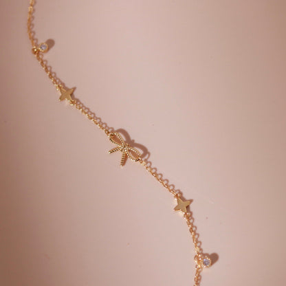 ELVORIA Marysol Bow Bracelet – 18K Gold Plated 925 Sterling Silver