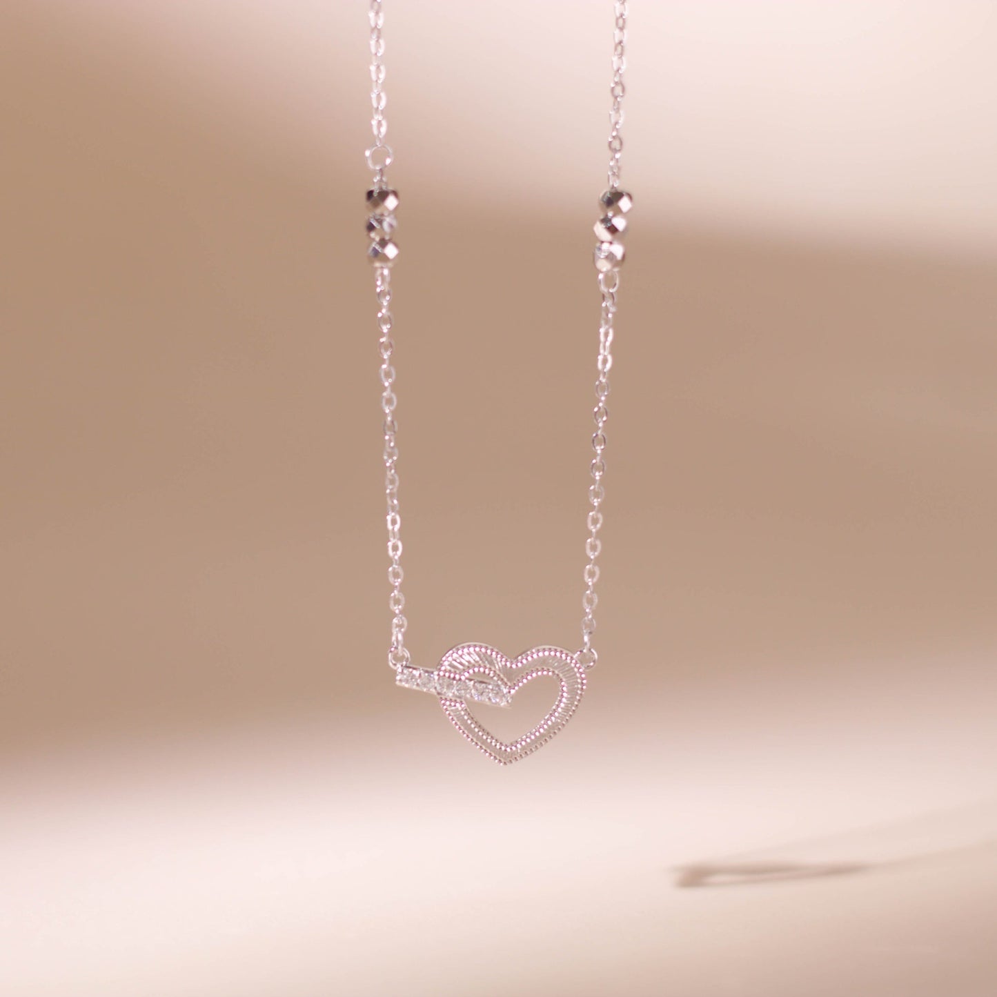 ELVORIA Sweetie Heart Necklace – 18K Rose Gold & Platinum Plated 925 Sterling Silver