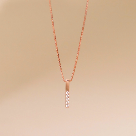 ELVORIA Joyce Vertical Bar Necklace – 18K Rose Gold Plated 925 Sterling Silver