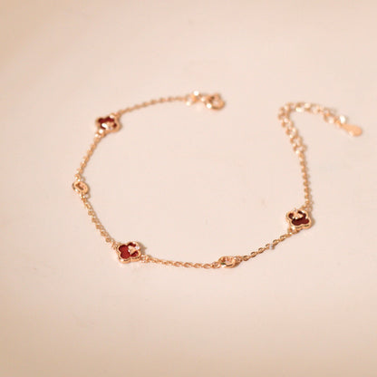 ELVORIA Cindy Modern Clover Bracelet – Rose Gold & Platinum Plated 925 Sterling Silver