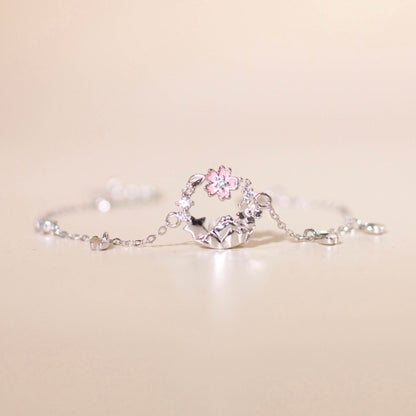 ELVORIA Cherry Bloom Bracelet – Rose Gold & Platinum Plated 925 Sterling Silver