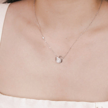 ELVORIA Alina Swan Necklace – Platinum Plated 925 Sterling Silver
