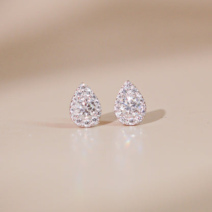 ELVORIA 5mm Moissanite Teardrop Earrings GRA – Platinum Plated 925 Sterling Silver