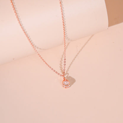 ELVORIA Ori Teardrop Necklace – 18K Rose Gold Plated 925 Sterling Silver