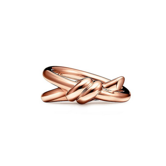18K Celestial Rose Gold T Knot Double Row Ring