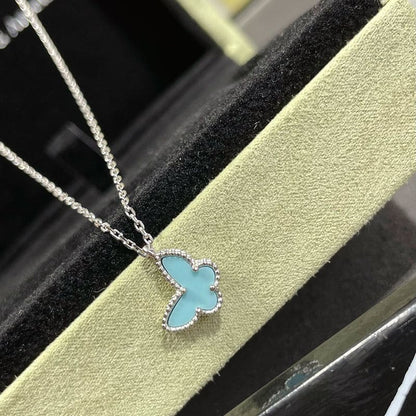 18K Celestial Sweet Alhambra Blue Butterfly Necklace