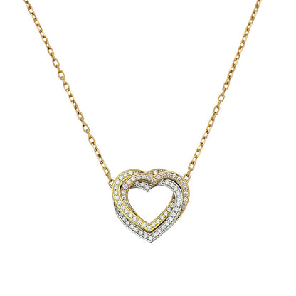18K Celestial Trinity Heart Full Diamond Necklace