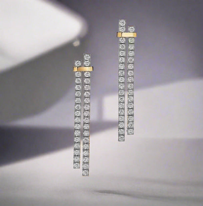 18K Celestial T Edge Drop Earrings