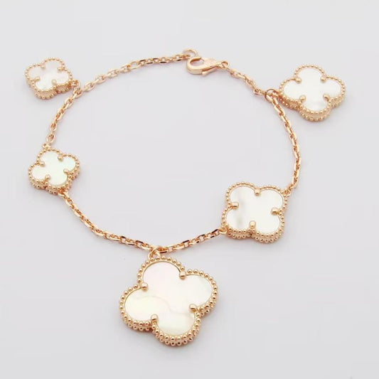 18K Magic Alhambra Five Pearls Motifs Bracelet