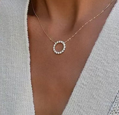 18K Celestial T Circle Diamonds Necklace
