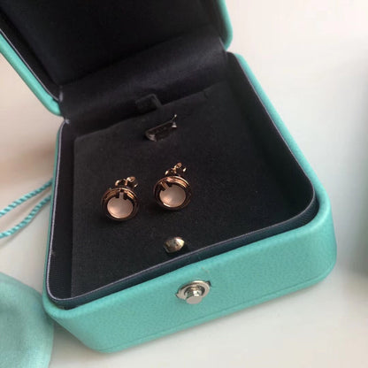 18K Celestial T Mother-of-pearl Circle Earrings