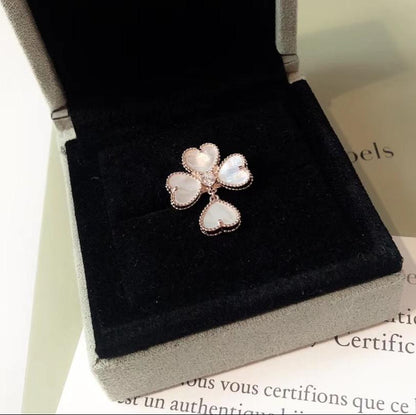 18K Celestial Sweet Alhambra Effeuillage Pearls Ring